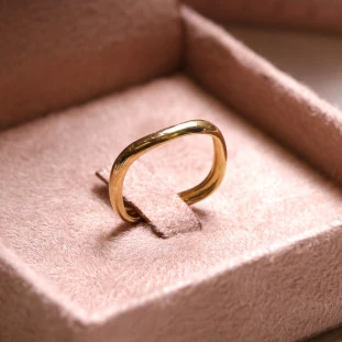 Anel Ondulado Ouro Amarelo 