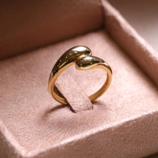 Anel Gotas Polidas Ouro Amarelo 