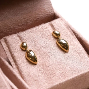 Brinco Gota Pendurada Polido Em Ouro Amarelo 