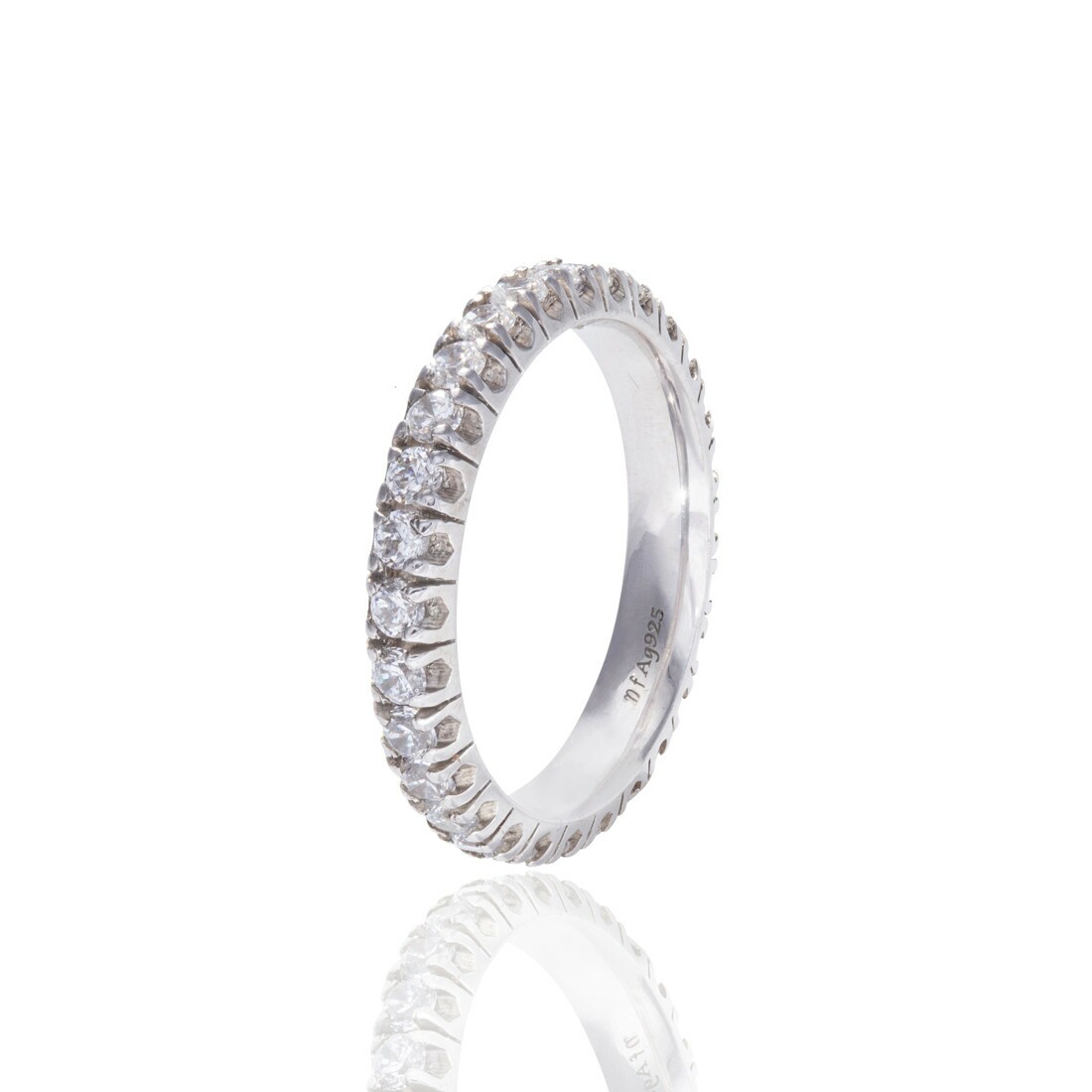 Aliança Inteira Zircônia em Prata