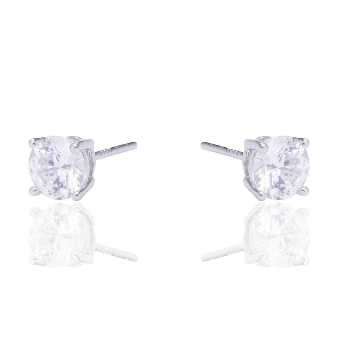 Brinco Solitário com Zircônia em Prata