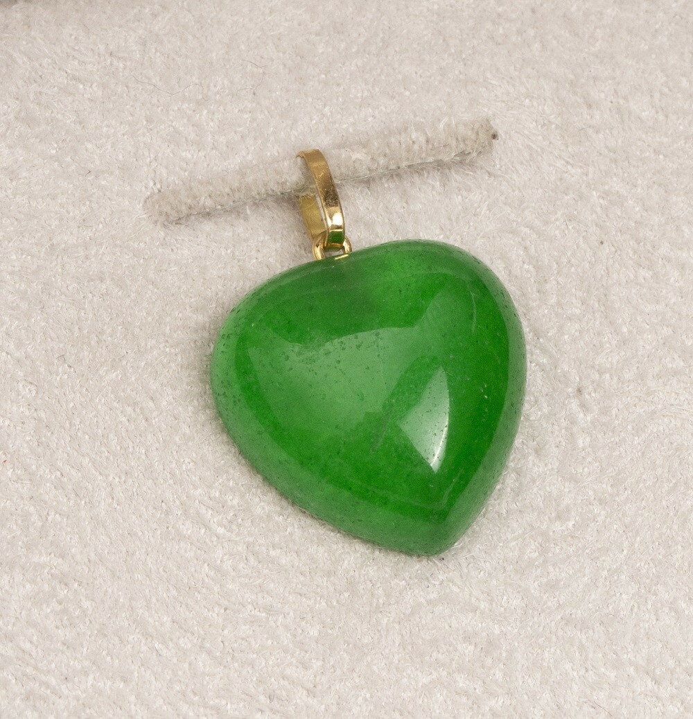 Pingente Coração Verde em Ouro Amarelo