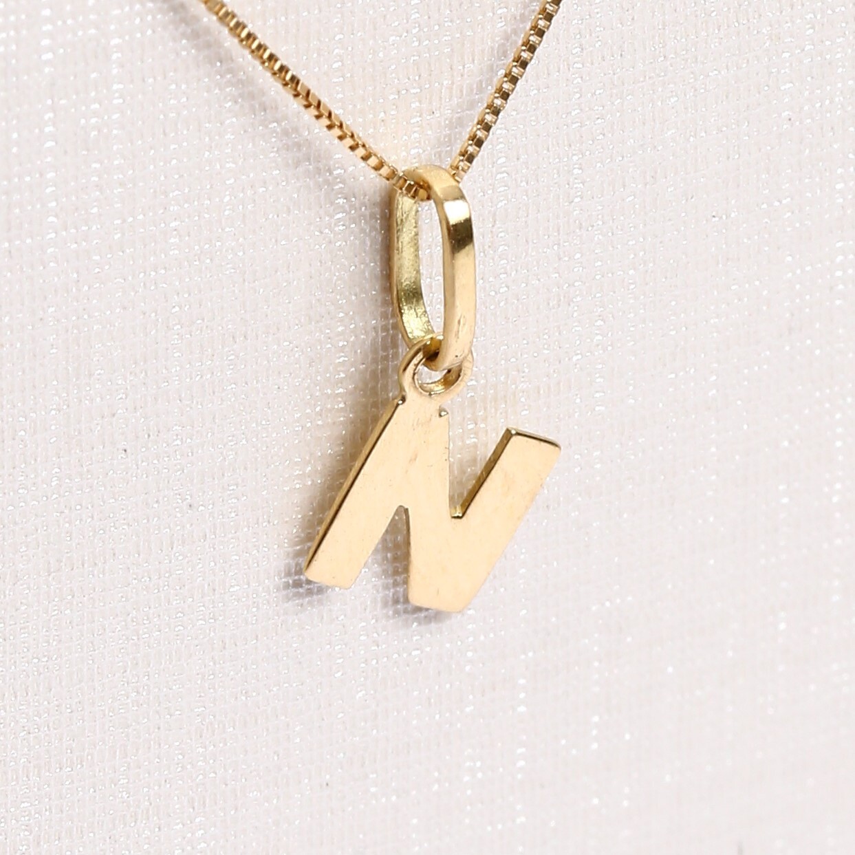 Pingente Letra N Em Ouro Amarelo