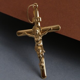 Pingente Cruz Cristo Em Ouro Amarelo