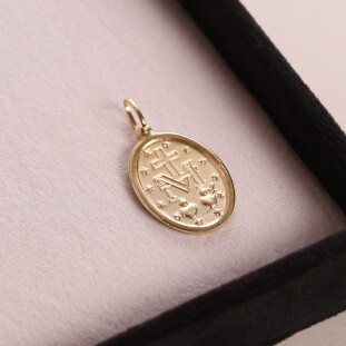 Pingente Oval Nsa da Graças Grande Em Ouro Amarelo 