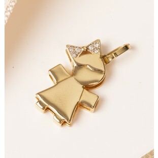 Pingente Menina com Diamante em Ouro Amarelo