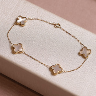 Pulseira Trevos Madrepérola Em Ouro Amarelo