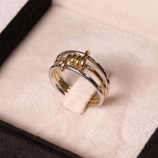 Anel 3 Fios Bicolor Ouro Branco E Ouro Amarelo 