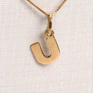 Pingente Letra U Em Ouro Amarelo