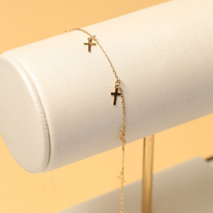 Pulseira Cruz Penduradas Em Ouro Amarelo 