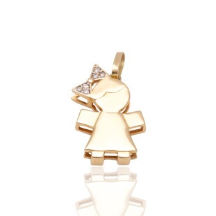Pingente Menina com Diamante em Ouro Amarelo
