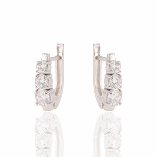 Brinco Pequeno com Zircônias em Ouro Branco
