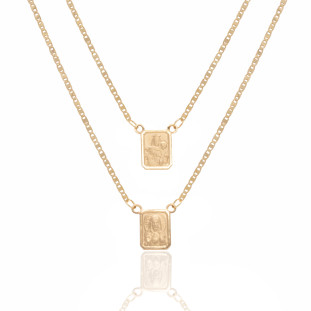 Escapulário Piastrine Oco em Ouro Amarelo