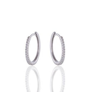 Argola Cravejada com Zircônia Média em Prata