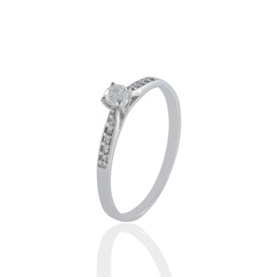 Anel Solitário com Diamante em Ouro Branco