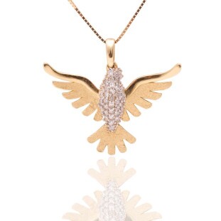 Pingente Espírito Santo com Diamante em Ouro Amarelo