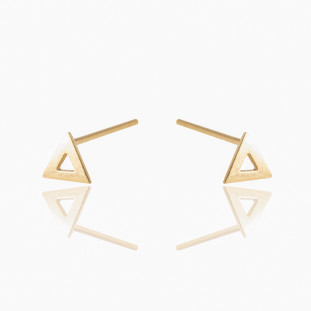 Brinco Triângulo Vazado Em Ouro Amarelo