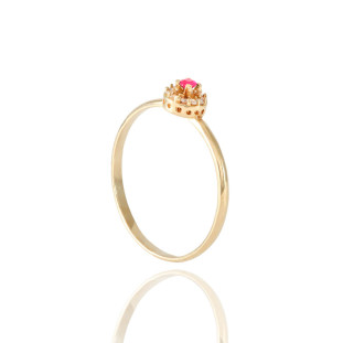 Anel com Rubi e Diamantes em Ouro Amarelo