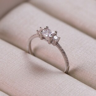 Anel Trio Cravejado Com Zircônias Em Prata 