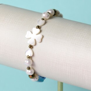 Pulseira Pérola e Gemas Variadas