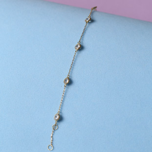 Pulseira Ponto de Luz Com Zircônias Em Ouro Amarelo 