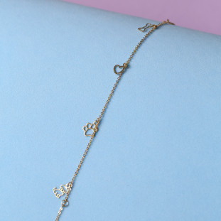 Pulseira Com Pingentes Pets Vazados Em Ouro Amarelo 