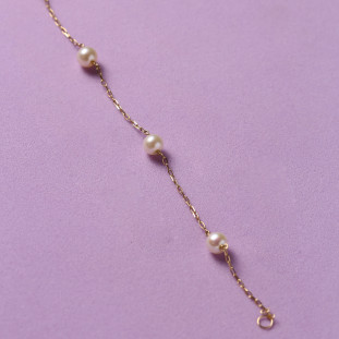 Pulseira Infantil Com Pérolas Em Ouro Amarelo