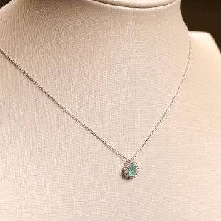 Gargantilha Gota Cravejado Com Zircônia Tom de Turmalina Em Prata