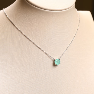 Gargantilha Ponto de Luz Com Zircônia Tom de Turmalina Em Prata