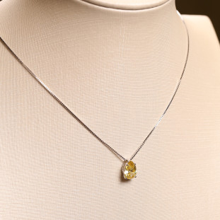 Gargantilha Gota Com Zircônia Amarela Em Prata 