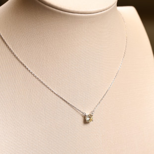 Gargantilha Ponto de Luz Com Zircônia Amarela Em Prata 