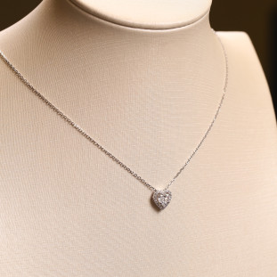 Gargantilha Coração Cravejado Com Zircônias Em Prata 
