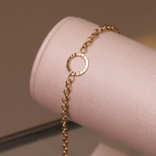 Pulseira Circulo Vazado Diamantado  Em Ouro Amarelo 