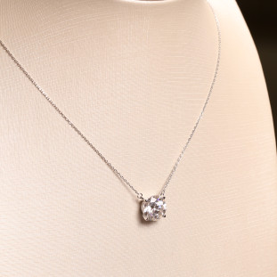 Gargantilha Ponto de Luz Com Moissanite Em Prata 