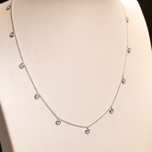 Gargantilha Pontos de Luz Com Moissanites Em Prata 