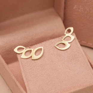 Brinco Earcuff  Navetes  Em Ouro Amarelo 