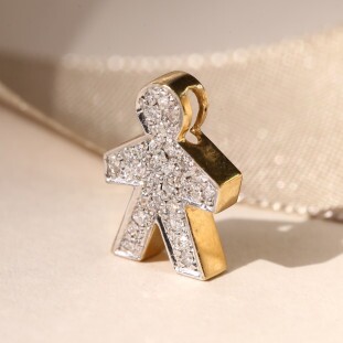 Pingente Menino Cravejado Com Diamantes Em Ouro Amarelo