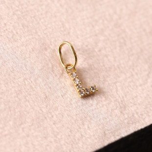 Pingente Letra L Cravejada Com Zircônias Em Ouro Amarelo 