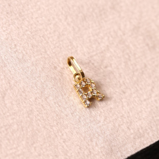 Pingente Letra R Cravejada Com Zircônias Em Ouro Amarelo 