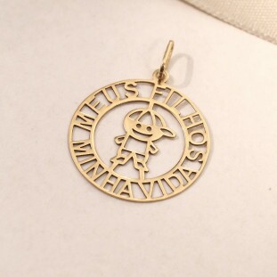 Pingente Meus Filhos Minha Vida Em Ouro Amarelo