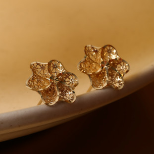 Brinco Flor a Lazer  Em Ouro Amarelo