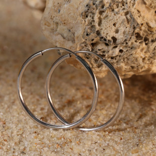 Argola Redonda Média Em Ouro Branco