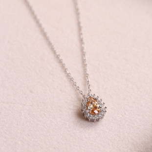 Gargantinha Gota Cravejado Com Zircônias Champagne Em Prata