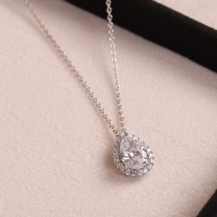 Gargantinha Gota Cravejado Com Zircônias Em Prata