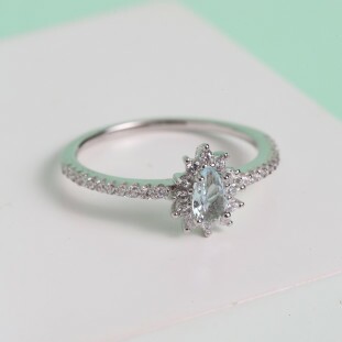 Anel Gota Cravejado Em Zircônia Em Prata