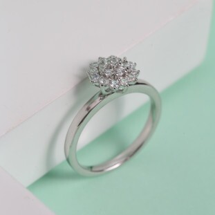 Anel Flor Chuveiro Cravejado Em Zircônias Em Prata