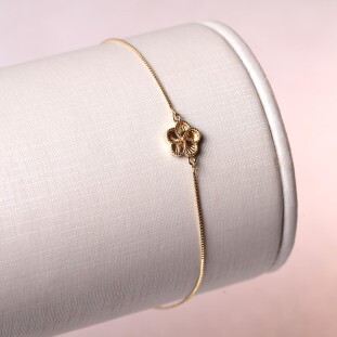 Pulseira Trevo Diamantado Em Ouro Amarelo 