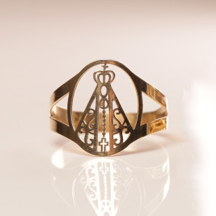 Anel Nsa Senhora Aparecida Em Ouro Amarelo 