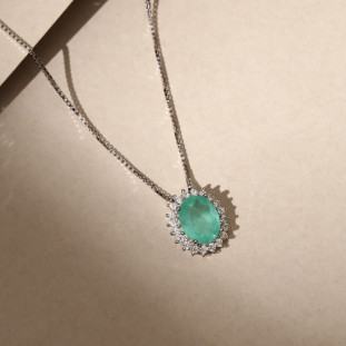 Gargantilha Oval Cravejada Com Zircônias Colombianas Em Prata