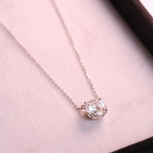 Gargantilha Ponto de Luz Com Moissanite Em Prata